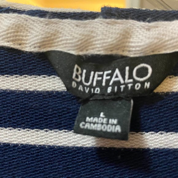 BUFFALO DAVID BITTON WOMEN'S NAVY & WHITE PULLOVER HOODIE SIZE LARGE - Picture 3 of 4